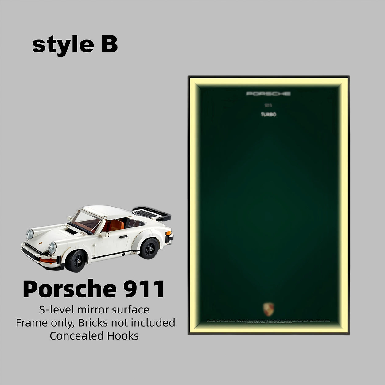 Wall Display Frame for LEGO® ICONS Porsche 911 10295(Model Not Included)