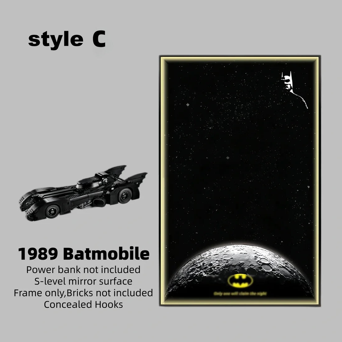 Wall Display Frame For LEGO® DC™ 1989 BATMOBILE 76139(Model Not Included)