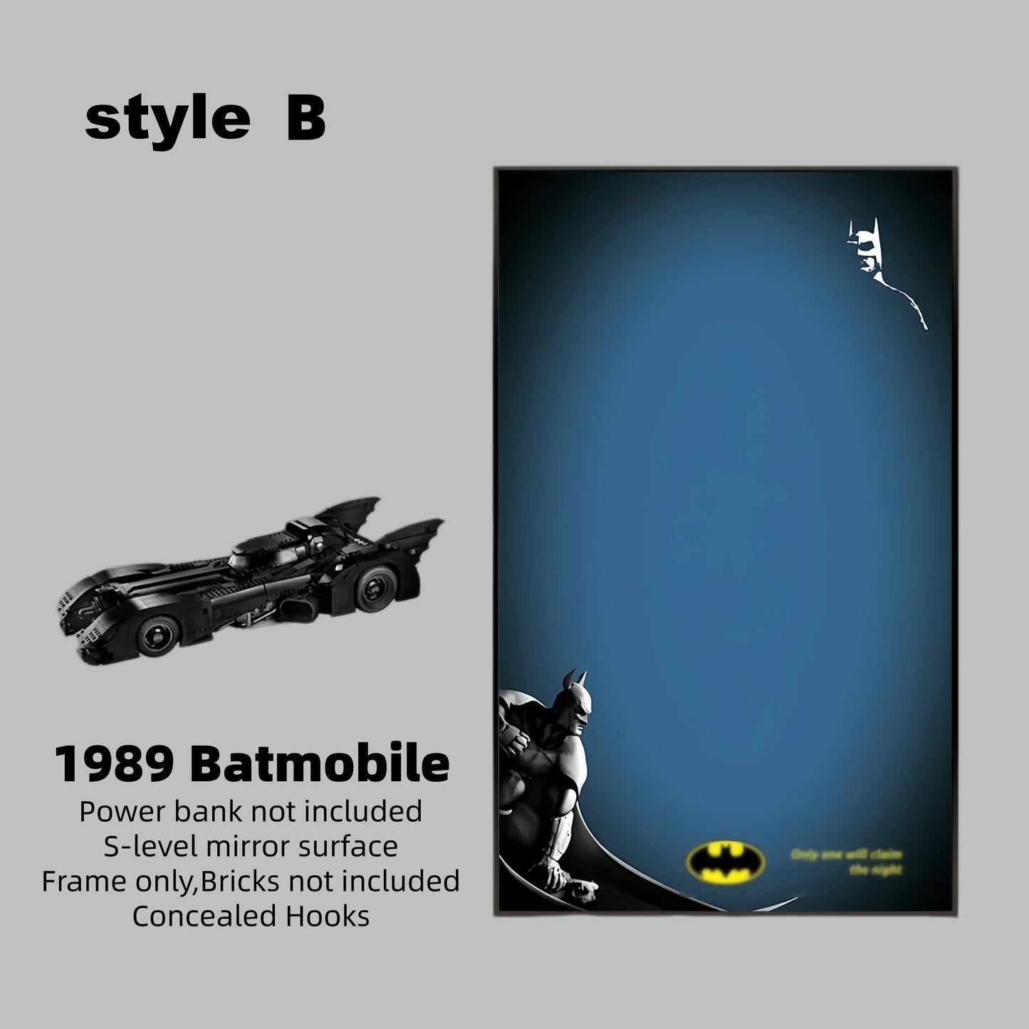 Wall Display Frame For LEGO® DC™ 1989 BATMOBILE 76139(Model Not Included)