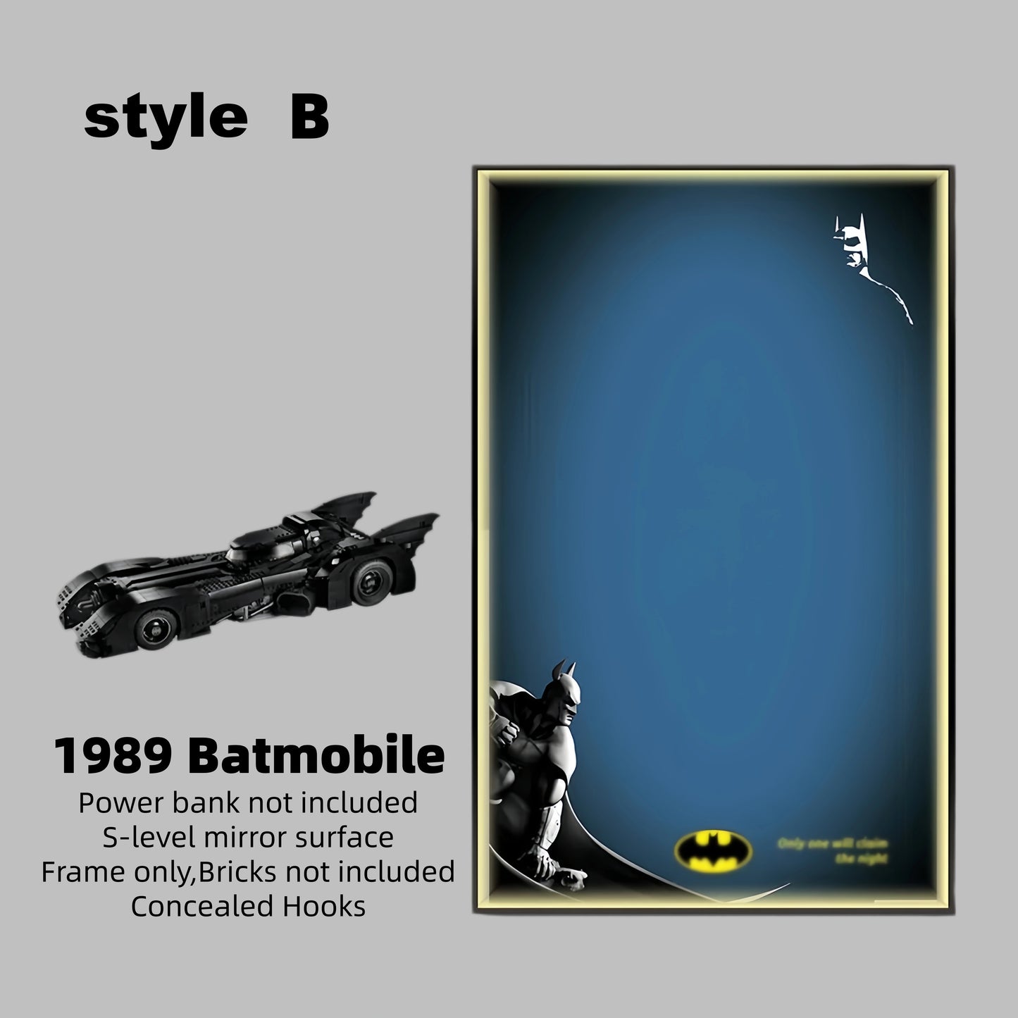 Wall Display Frame For LEGO® DC™ 1989 BATMOBILE 76139(Model Not Included)