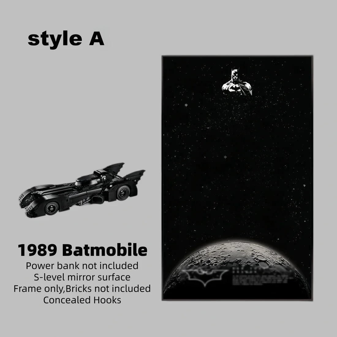 Wall Display Frame For LEGO® DC™ 1989 BATMOBILE 76139(Model Not Included)
