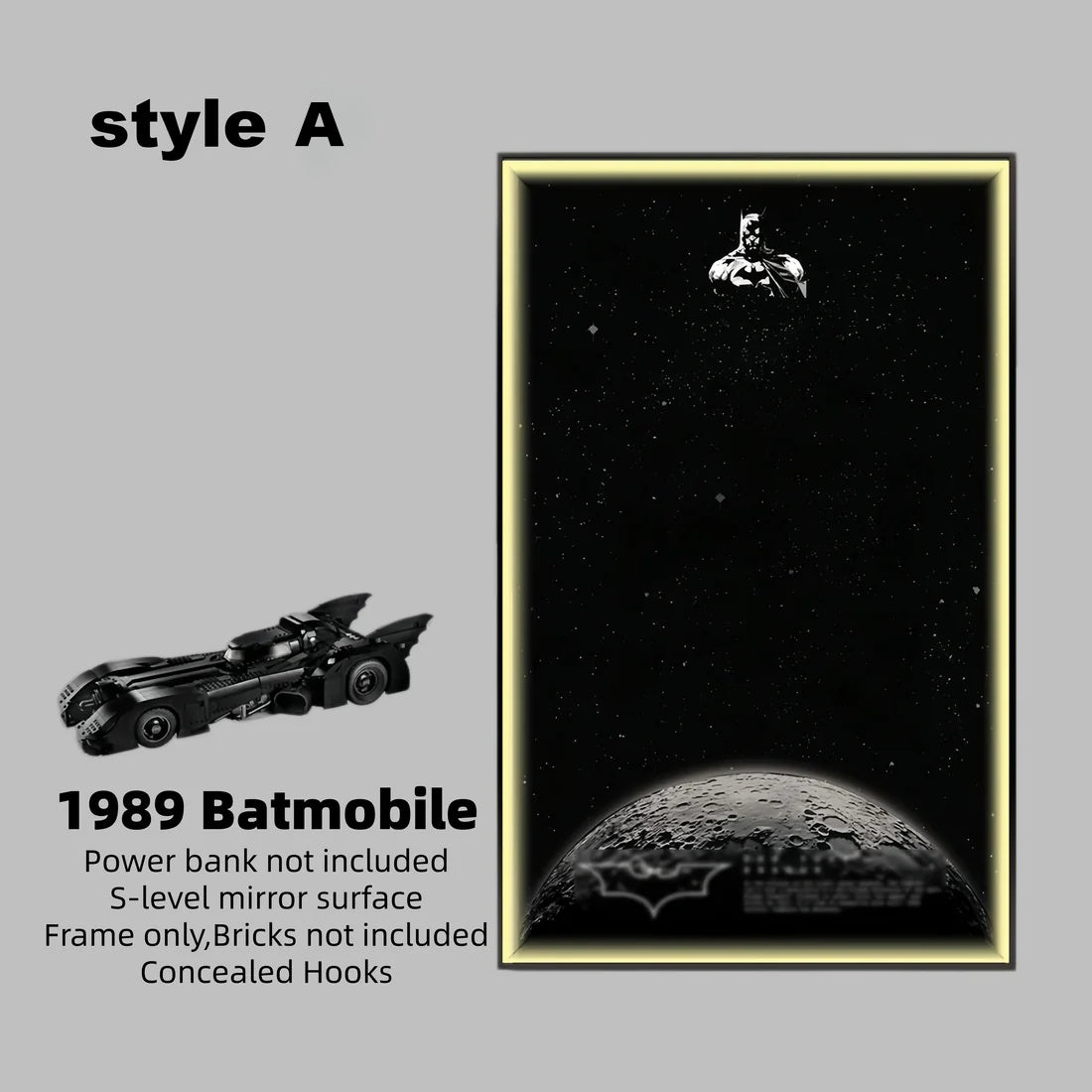 Wall Display Frame For LEGO® DC™ 1989 BATMOBILE 76139(Model Not Included)