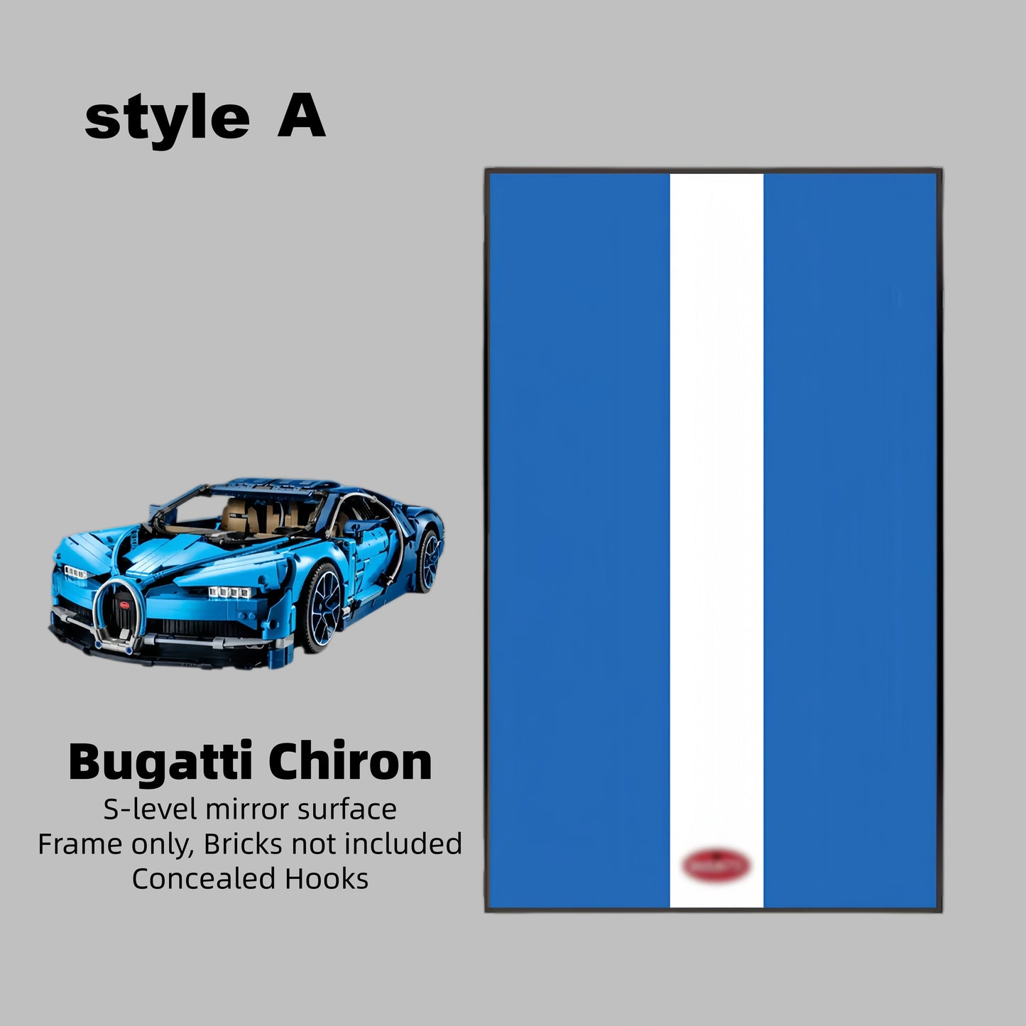 Wall Display Frame  For LEGO® TECHNIC™ BUGATTI CHIRON 42083(Model Not Included)