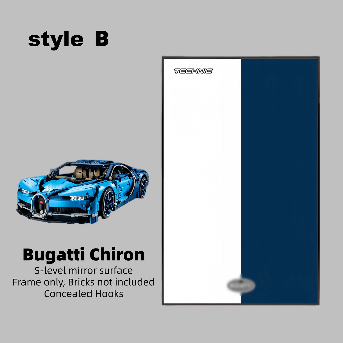 Wall Display Frame  For LEGO® TECHNIC™ BUGATTI CHIRON 42083(Model Not Included)