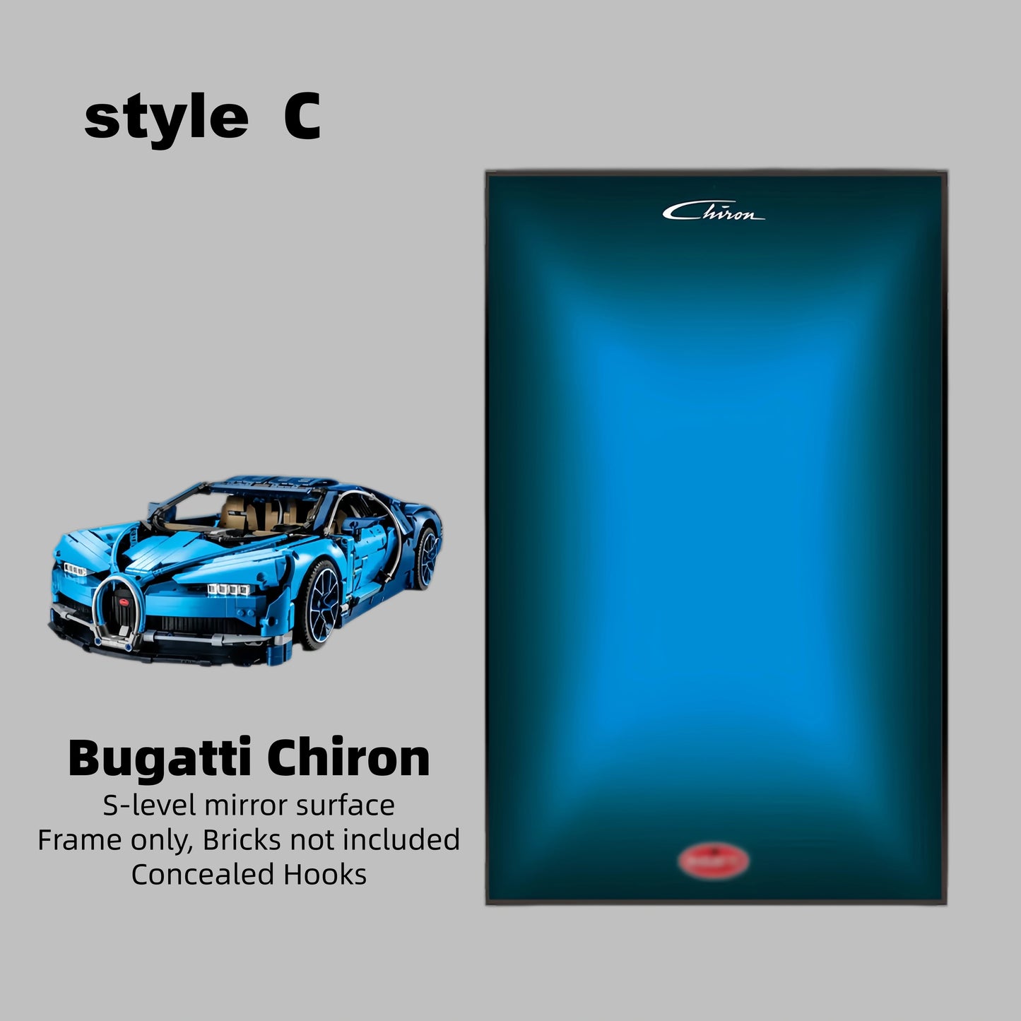 Wall Display Frame  For LEGO® TECHNIC™ BUGATTI CHIRON 42083(Model Not Included)