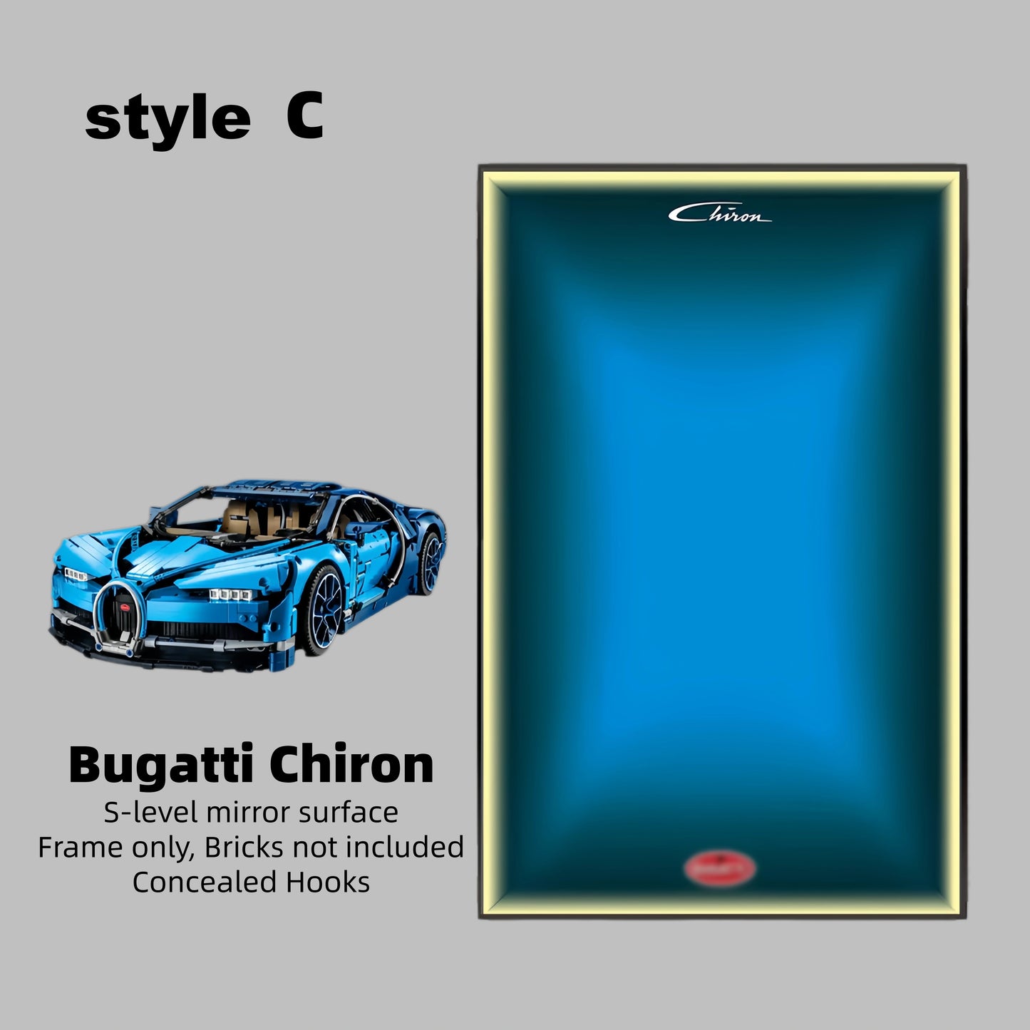 Wall Display Frame  For LEGO® TECHNIC™ BUGATTI CHIRON 42083(Model Not Included)