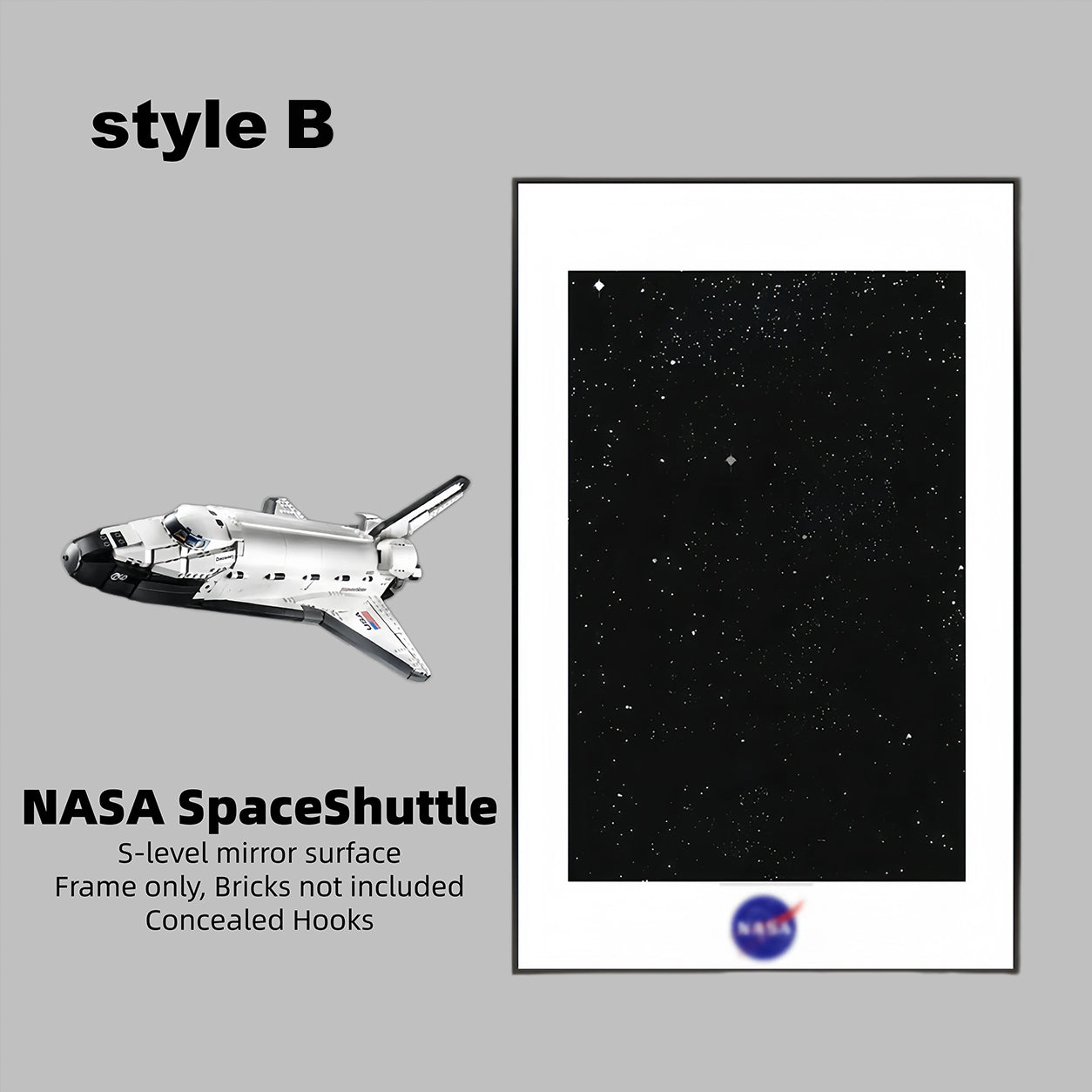 Wall Display Frame for LEGO® ICONS NASA Space Shuttle 10283(Model Not Included)