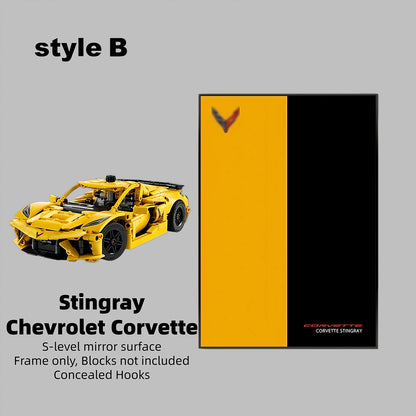 Wall Display Frame For LEGO® TECHNIC™ Chevrolet Corvette Stingray Mid-Size Car 42205 (Model Not Included)