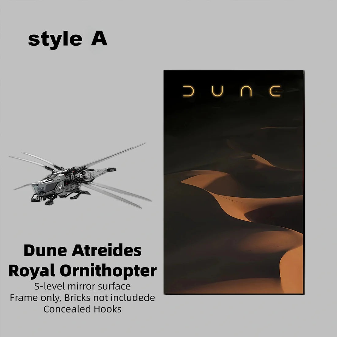 Wall Display Frame For LEGO® ICONS™ DUNE ATREIDES ROYAL ORNITHOPTER 10327(Model Not Included)