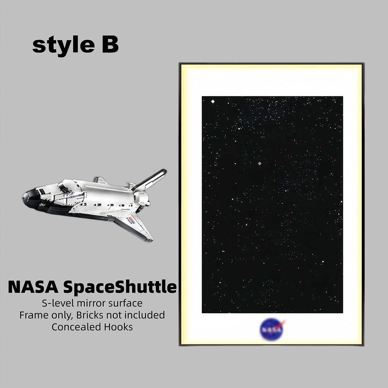Wall Display Frame for LEGO® ICONS NASA Space Shuttle 10283(Model Not Included)