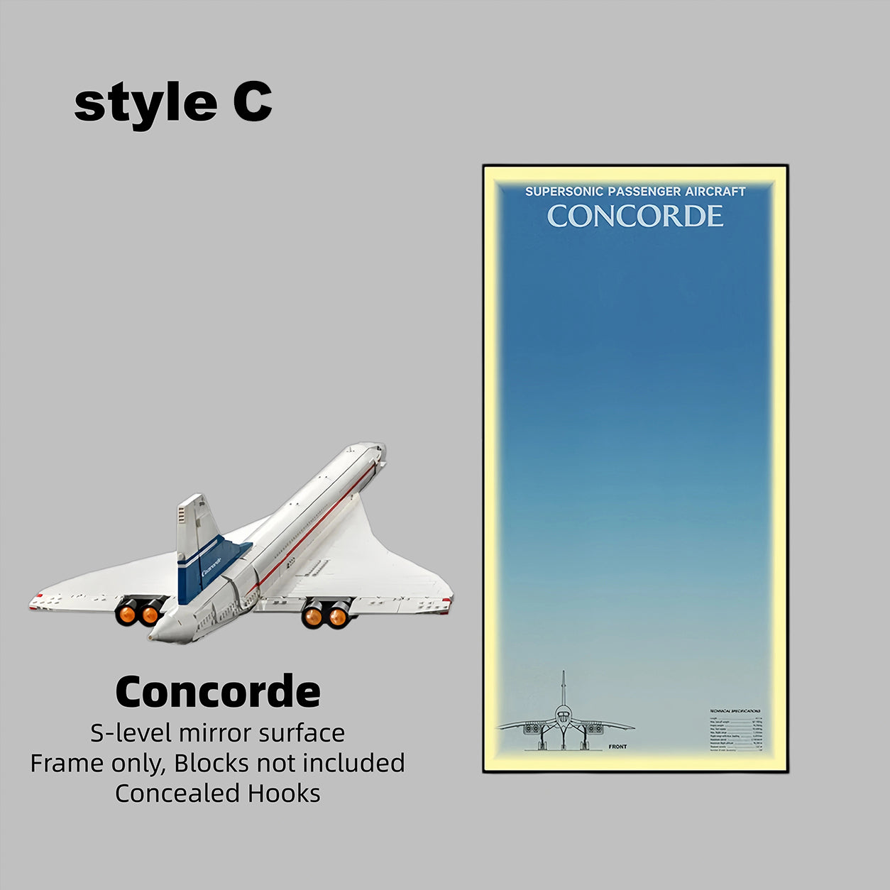 Wall Display Frames for LEGO® ICONS Concorde 10318(Model Not Included)