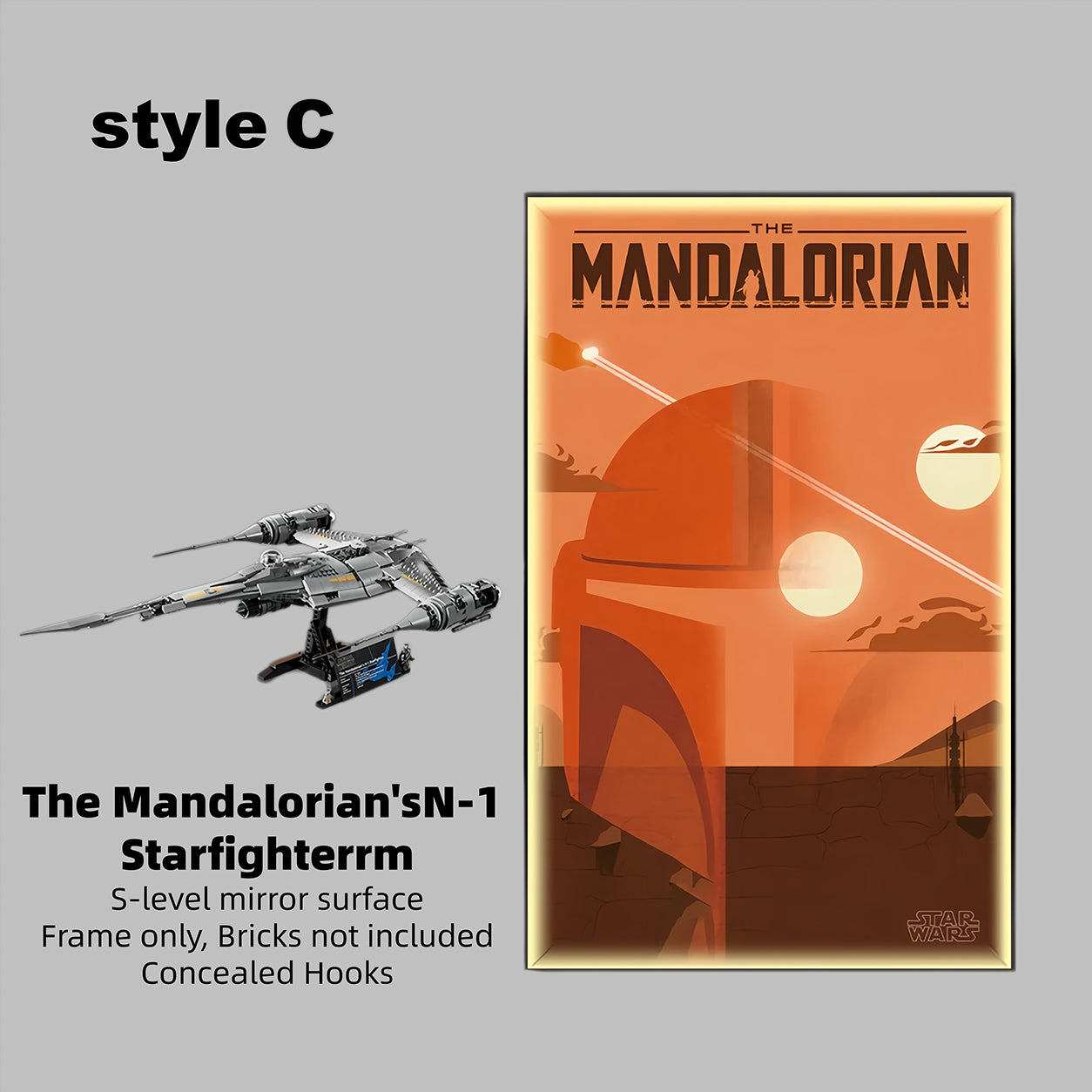 Wall Display Frame For LEGO® STAR WARS™ 75442 The Mandalorian's N1 Starfighter™ (Model Not Included)