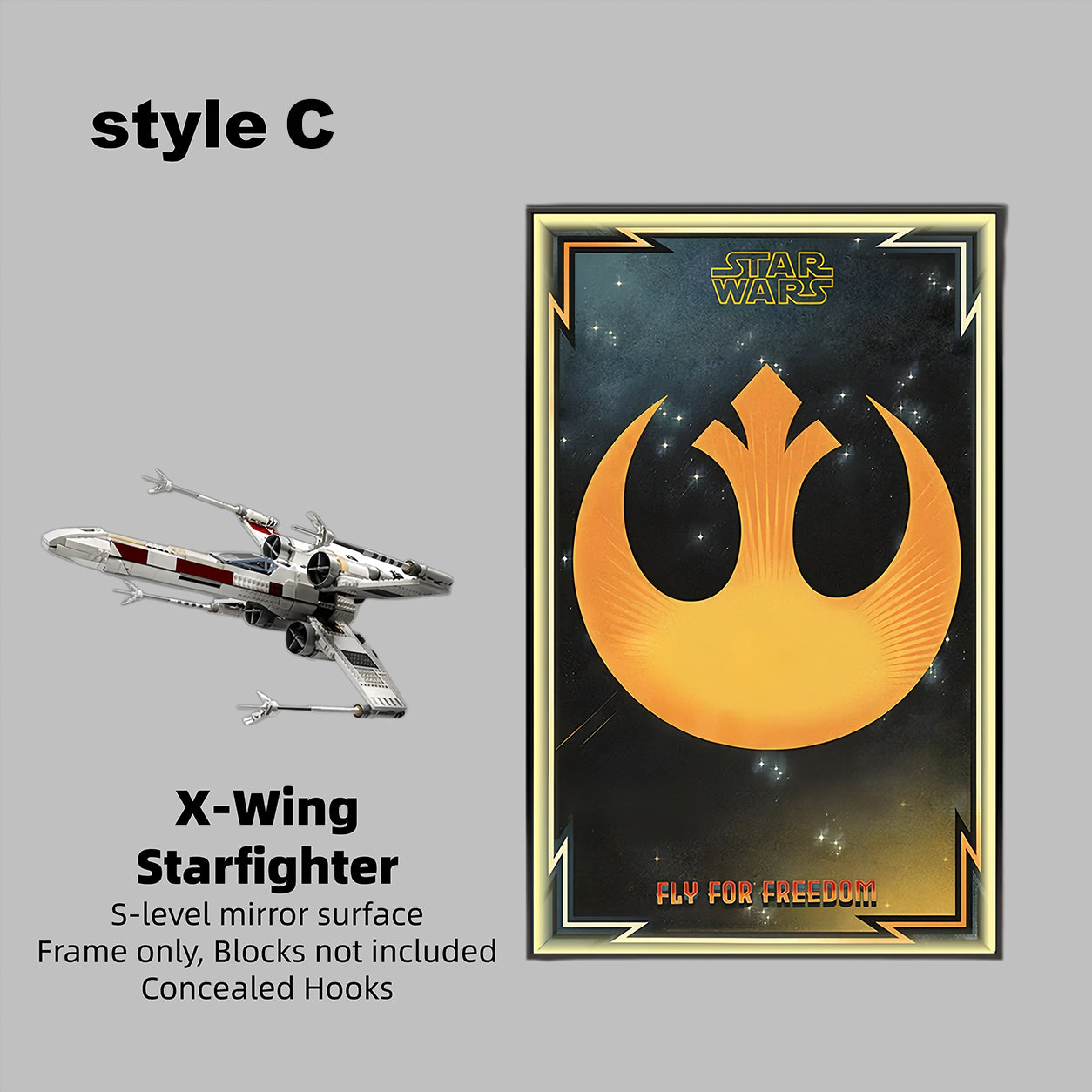 Wall Display Frame for LEGO® 75355 Star Wars™ X-Wing Starfighter™(Model Not Included)