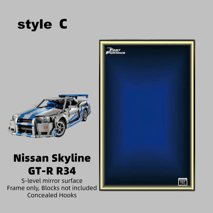 Wall Display Frame For LEGO® TECHNIC 42210 2 FAST 2 FURIOUS NISSAN SKYLINE GT-R (R34) CAR(Model Not Included)