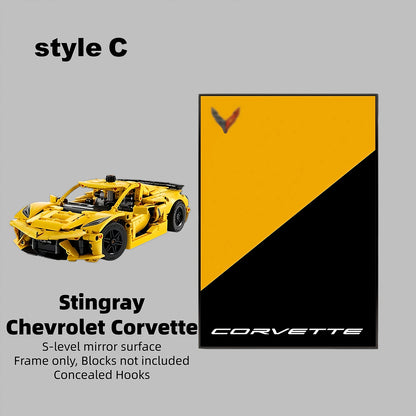 Wall Display Frame For LEGO® TECHNIC™ Chevrolet Corvette Stingray Mid-Size Car 42205 (Model Not Included)