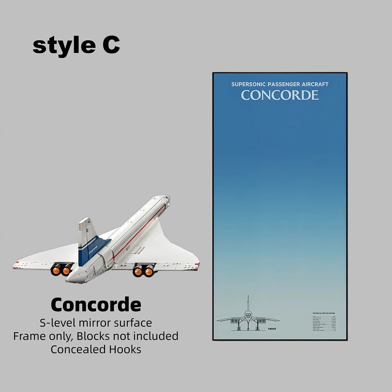 Wall Display Frames for LEGO® ICONS Concorde 10318(Model Not Included)