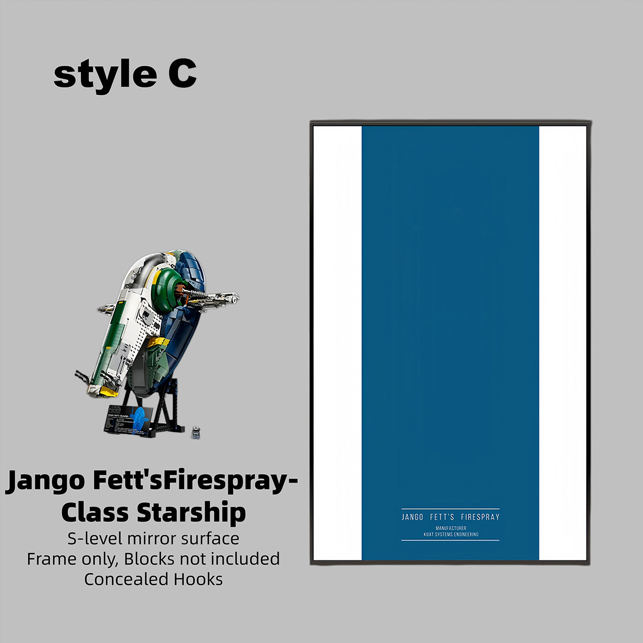 Wall Display frame for LEGO® STAR WARS™ 75409 Jango Fett's Firespray-Class Starship(Model Not Included)