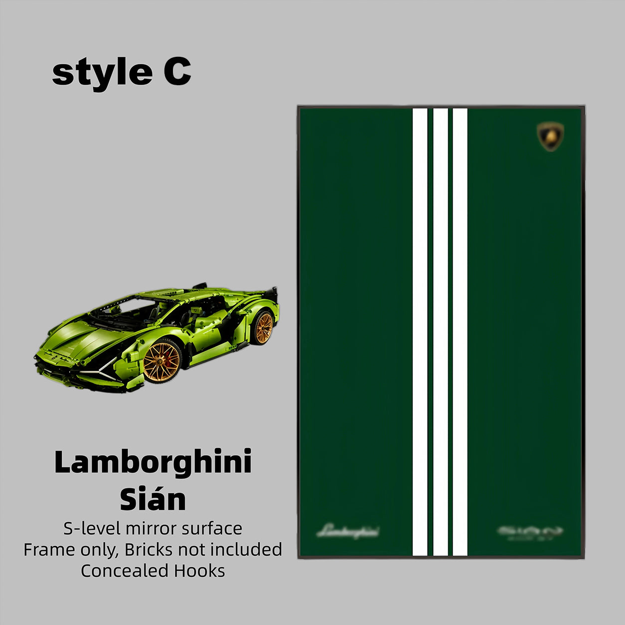 Wall Display Frame  for LEGO® TECHNIC™ Lamborghini Sián FKP 37 42115(Model Not Included)