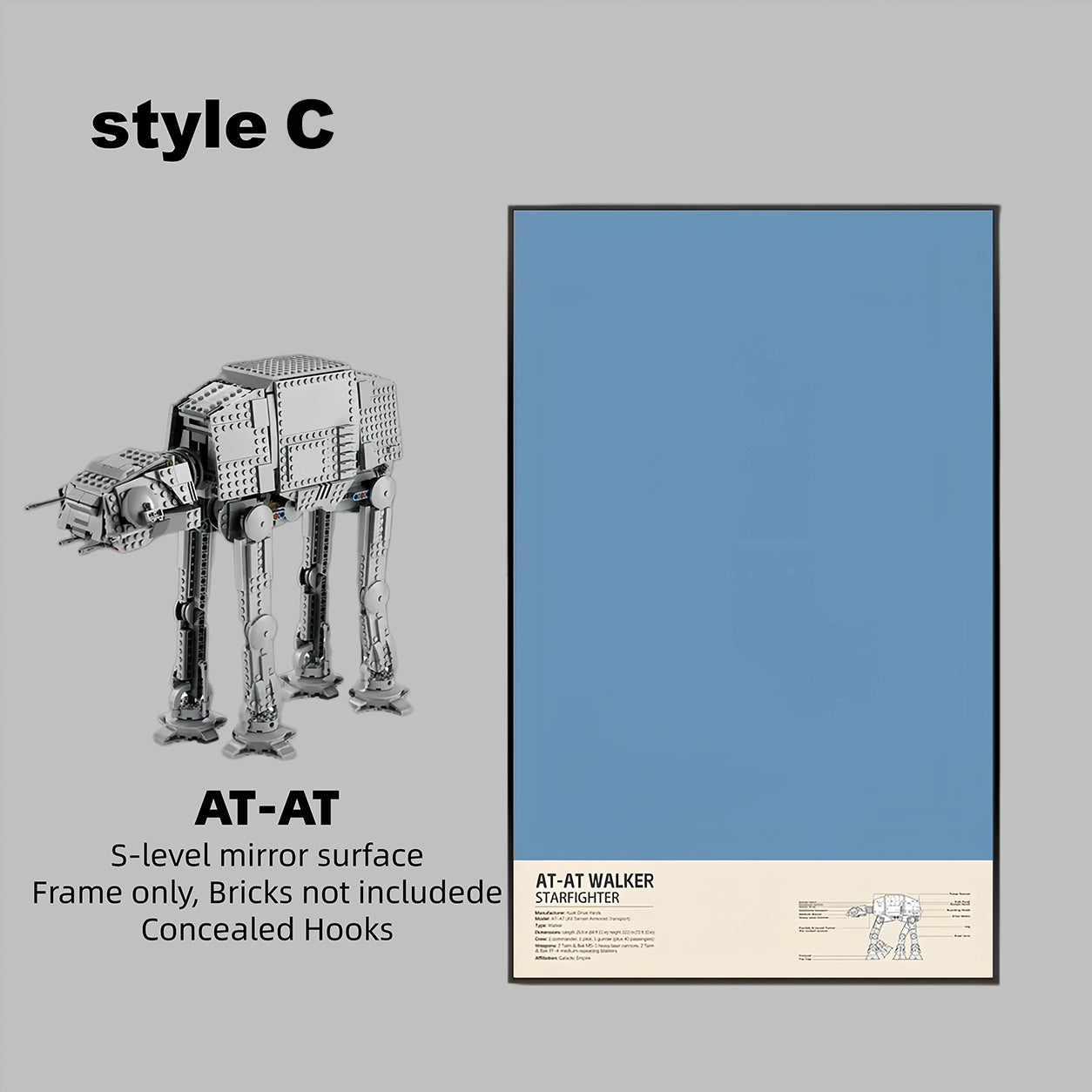 Wall Display Frame For LEGO® STAR WARS™ AT-AT™ 75288 (Model not included)