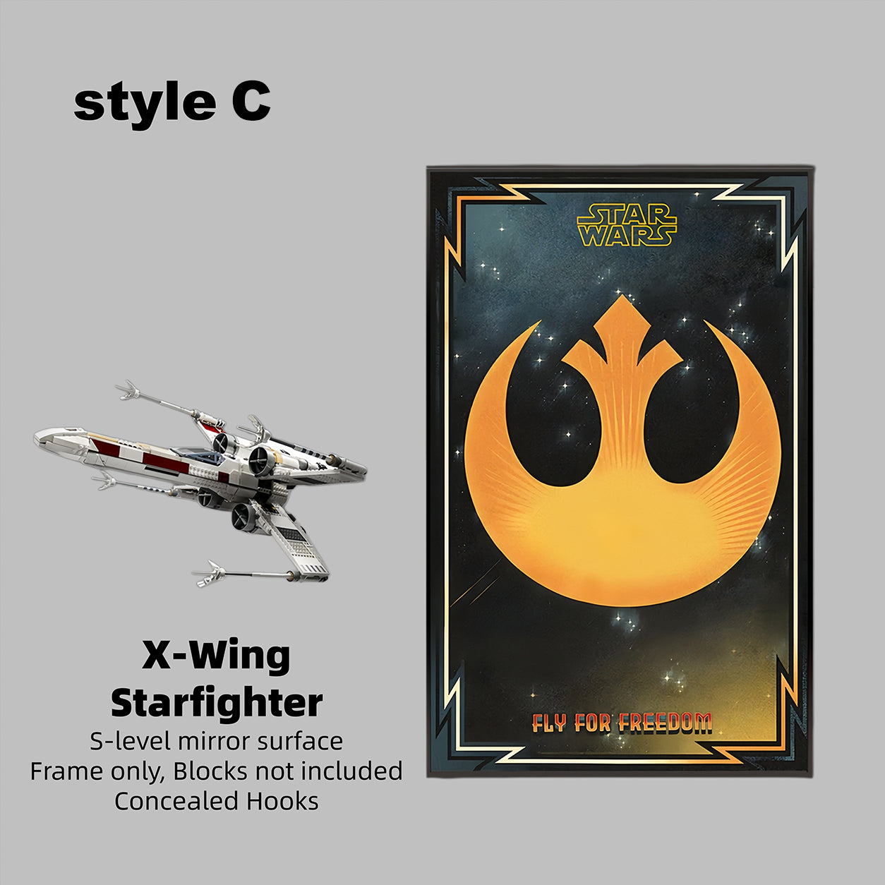 Wall Display Frame for LEGO® 75355 Star Wars™ X-Wing Starfighter™(Model Not Included)