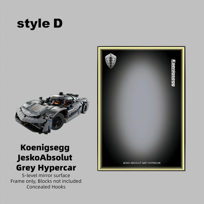 Wall Display Frame For  LEGO® TECHNIC™ Koenigsegg Jesko Absolut Grey Hypercar MID-SIZE CAR 42173 (Model Not Included)