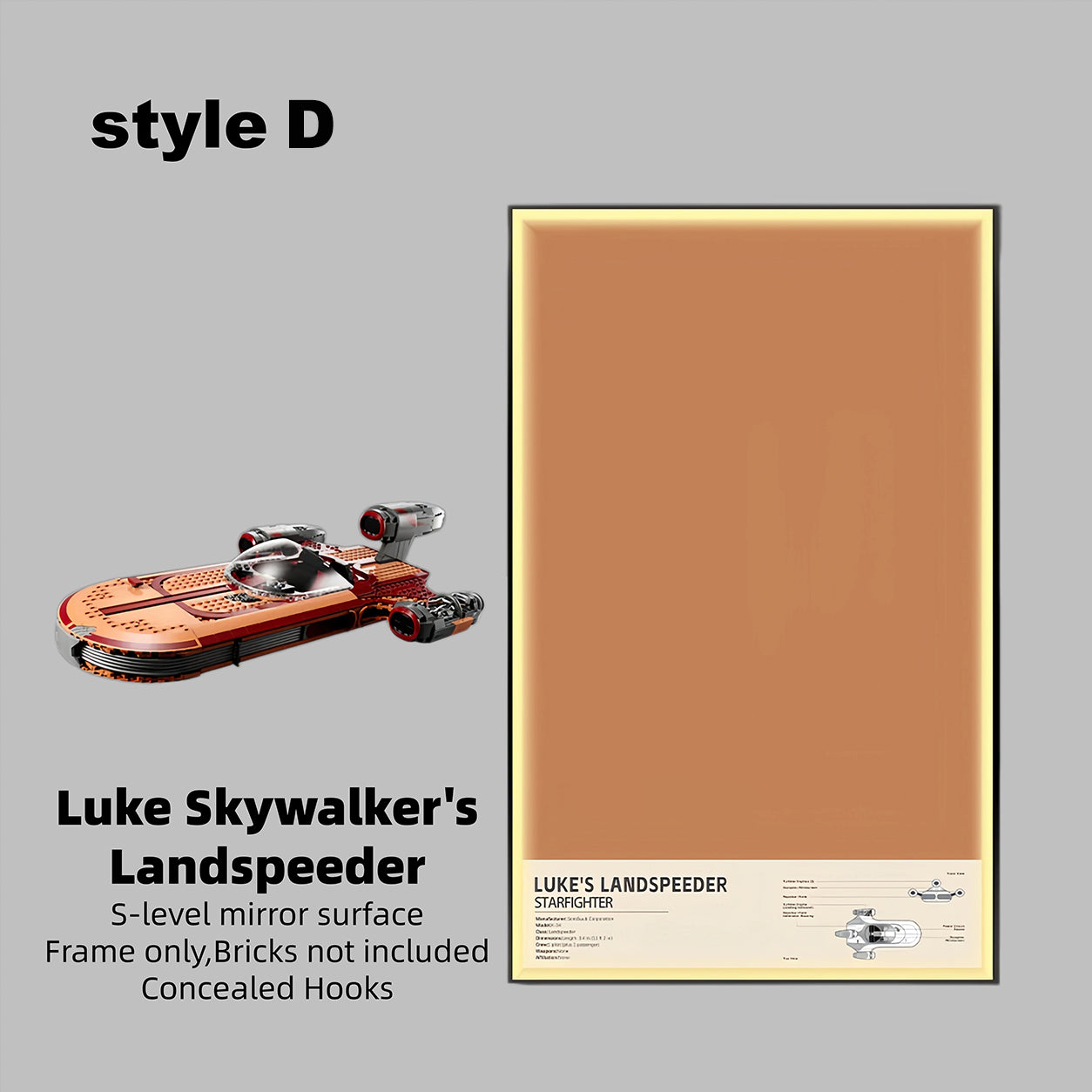 Wall Display Frame for LEGO® Star Wars Luke Skywalker’s Landspeeder™75341(Model Not Included)