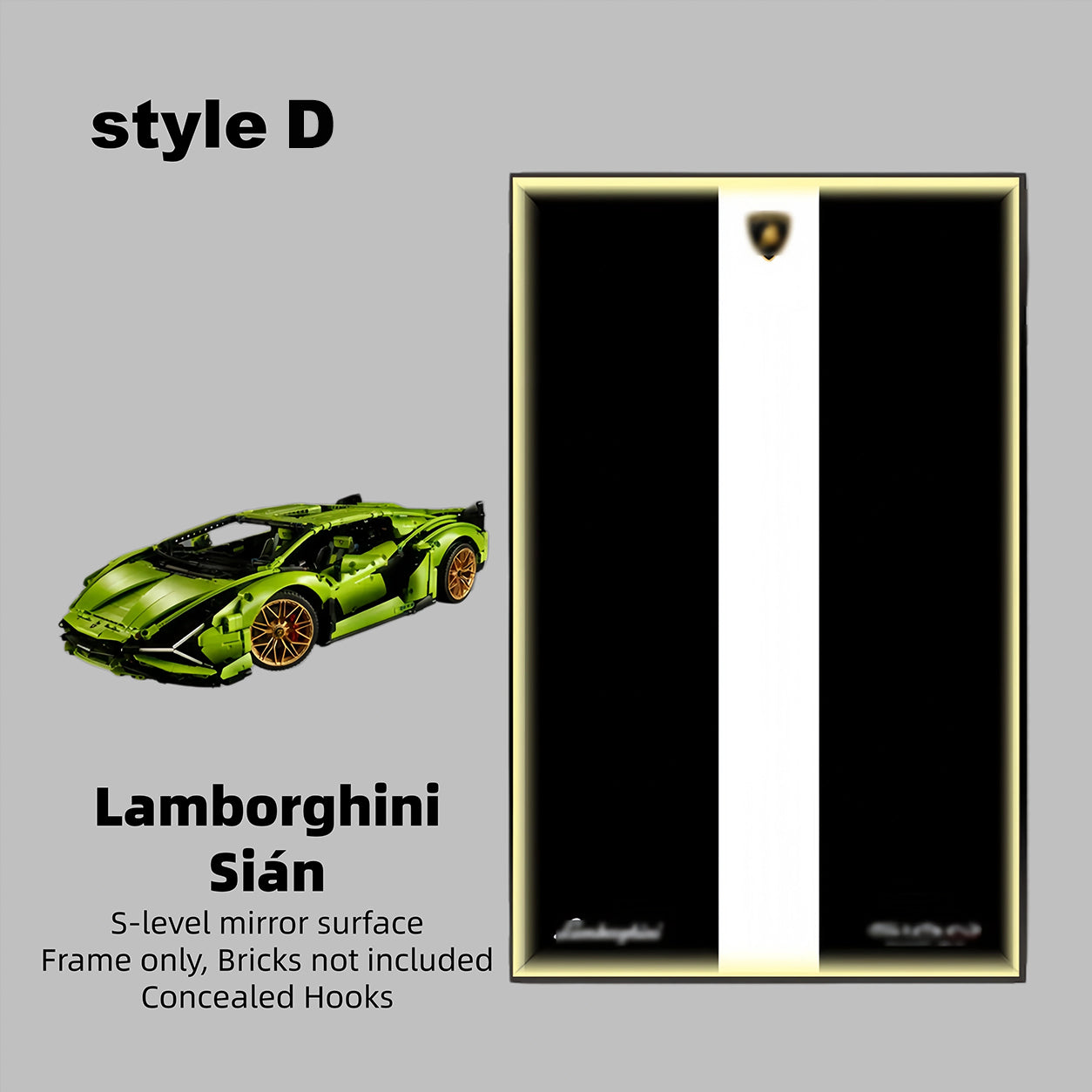 Wall Display Frame  for LEGO® TECHNIC™ Lamborghini Sián FKP 37 42115(Model Not Included)