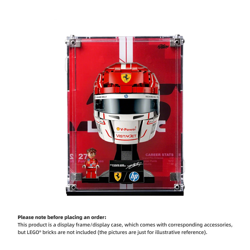 Wall mounted Display Case For LEGO® Editions F1 helmets