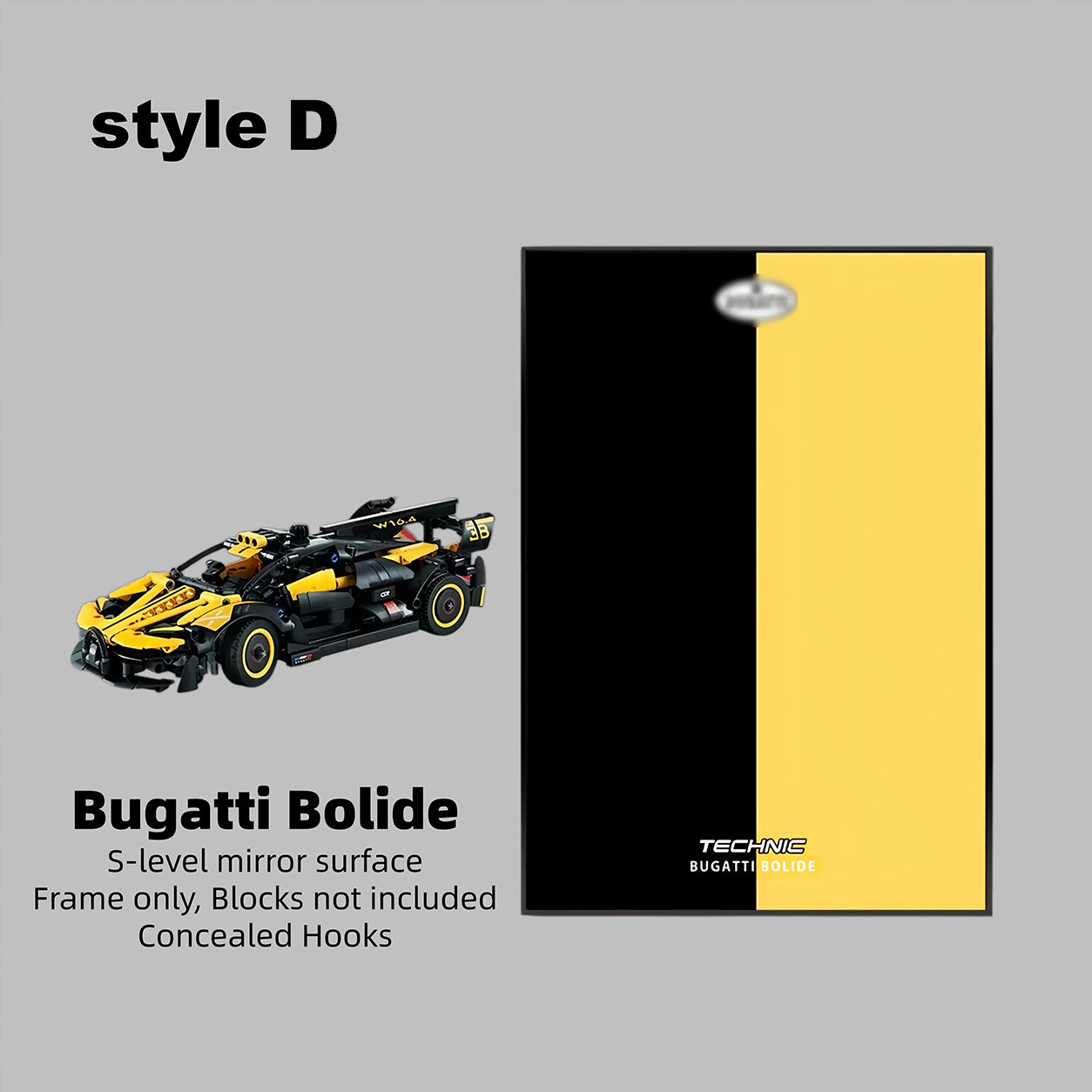 Wall Display Frame For LEGO® TECHNIC™ Bugtti Bolide Mid-Size CAR 42151(Model Not Included)