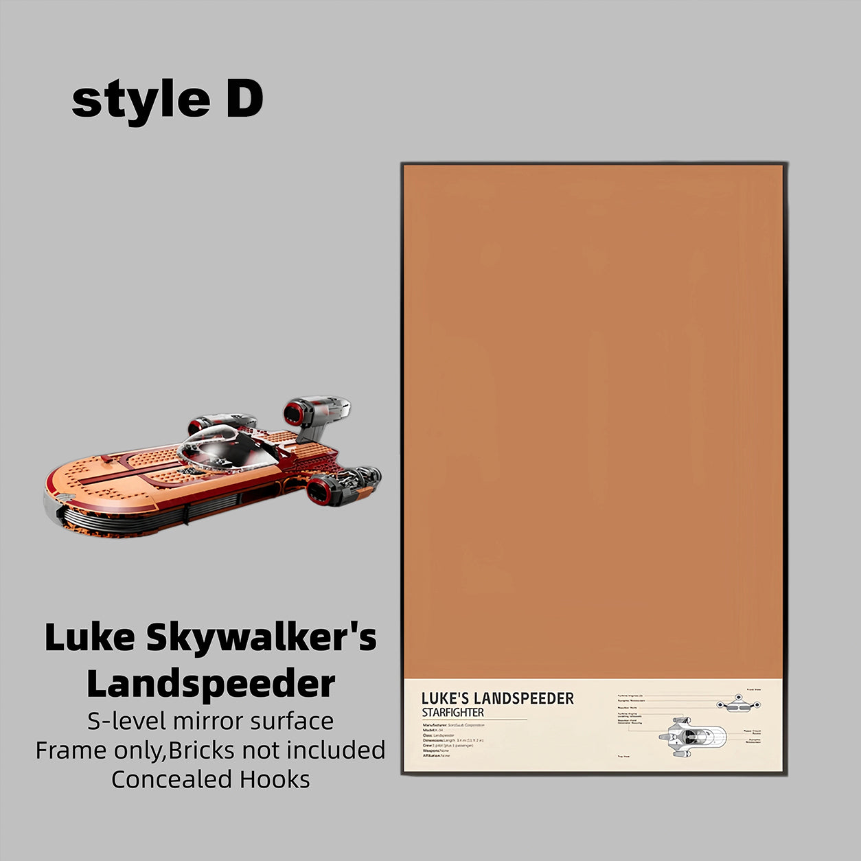 Wall Display Frame for LEGO® Star Wars Luke Skywalker’s Landspeeder™75341(Model Not Included)