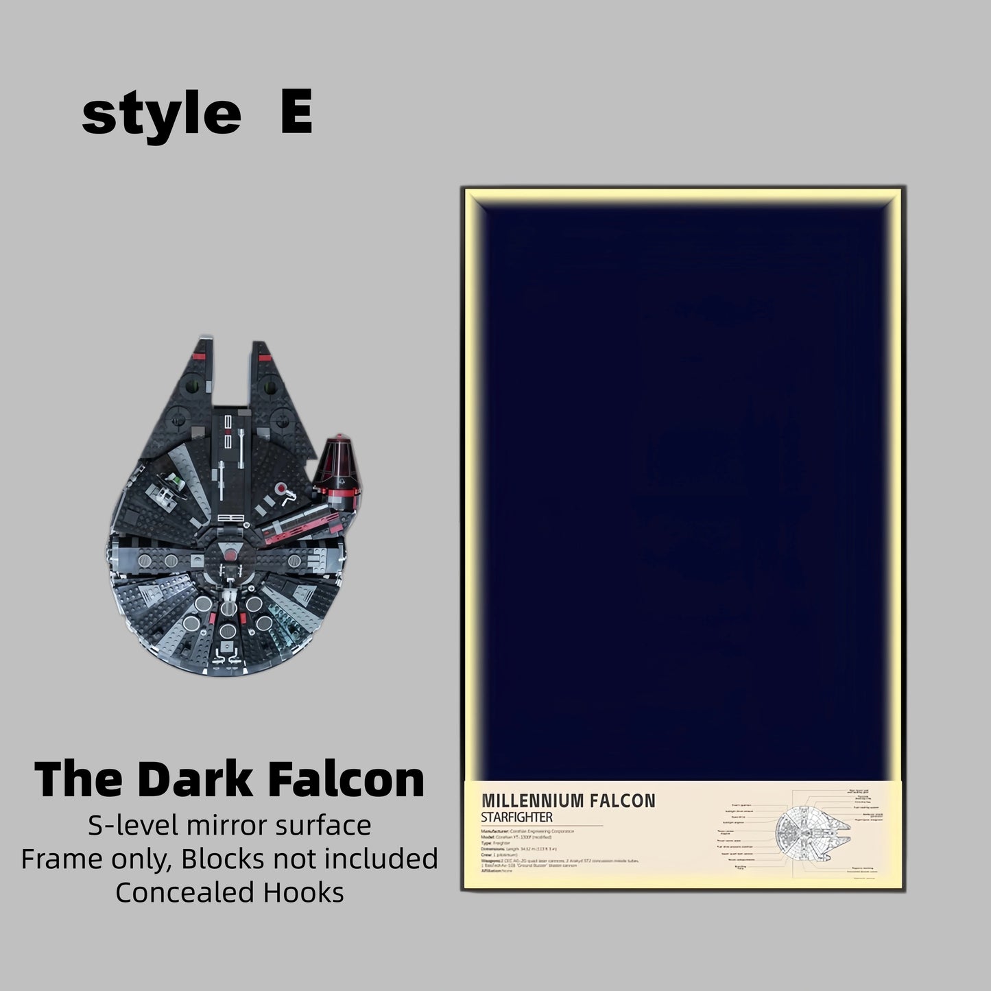 Display frame for LEGO® STAR WARS™ Dark Millennium Falcon 75389(Model Not Included)