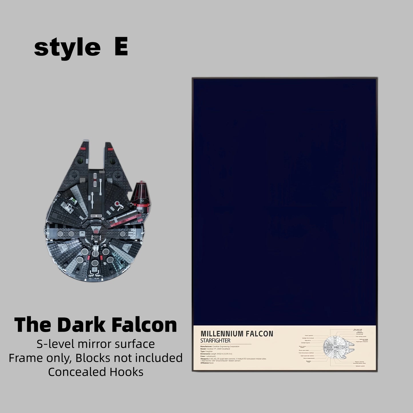Display frame for LEGO® STAR WARS™ Dark Millennium Falcon 75389(Model Not Included)