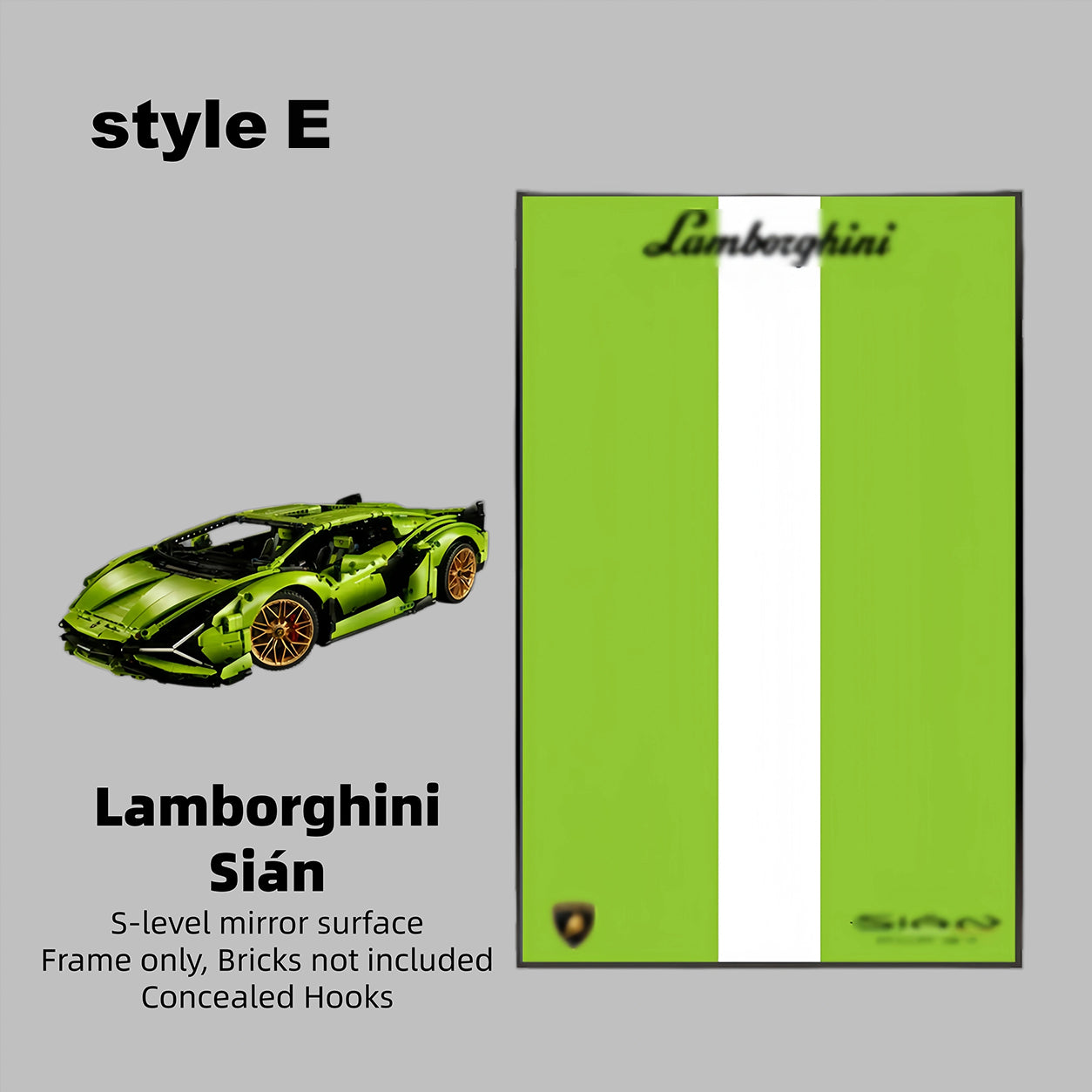 Wall Display Frame  for LEGO® TECHNIC™ Lamborghini Sián FKP 37 42115(Model Not Included)