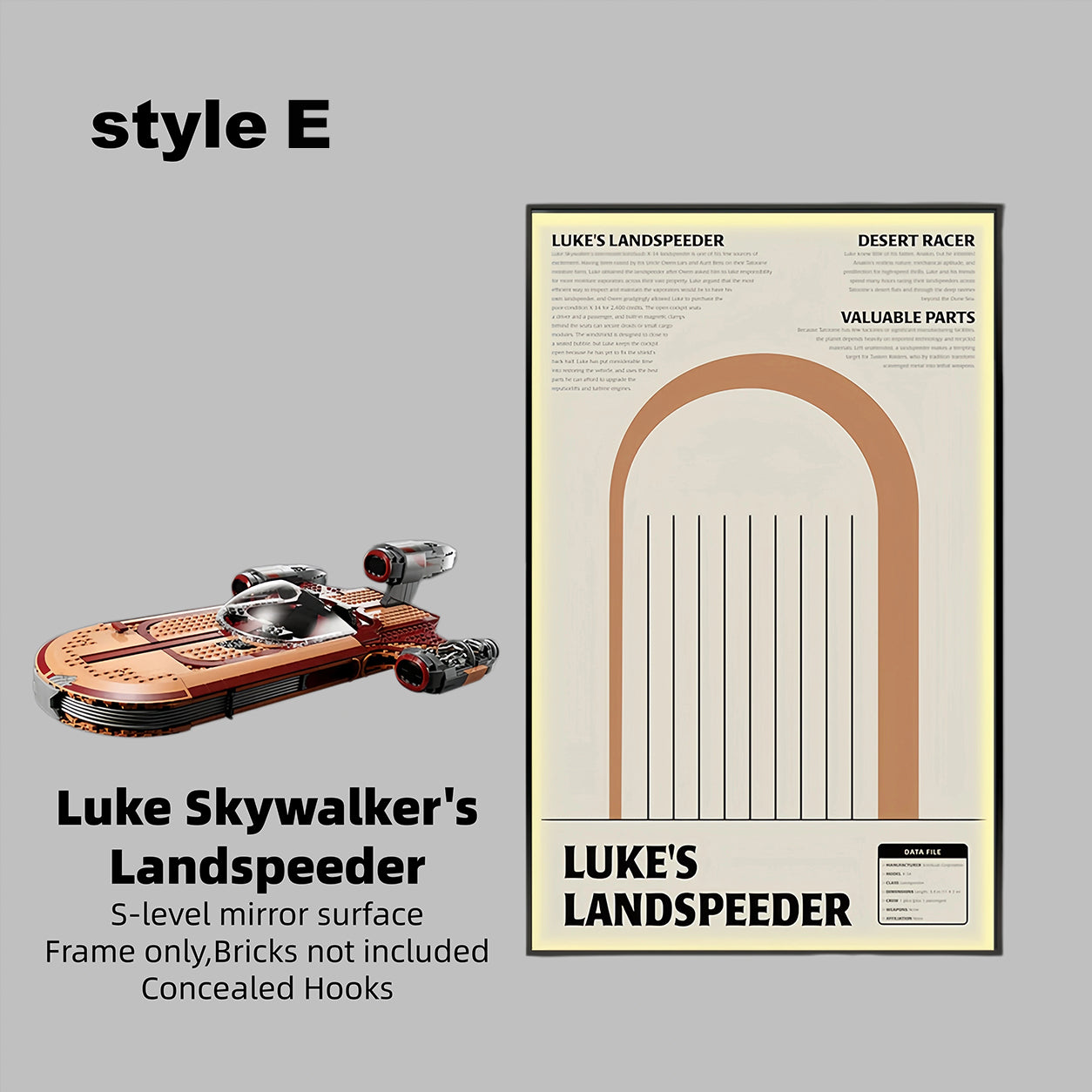 Wall Display Frame for LEGO® Star Wars Luke Skywalker’s Landspeeder™75341(Model Not Included)