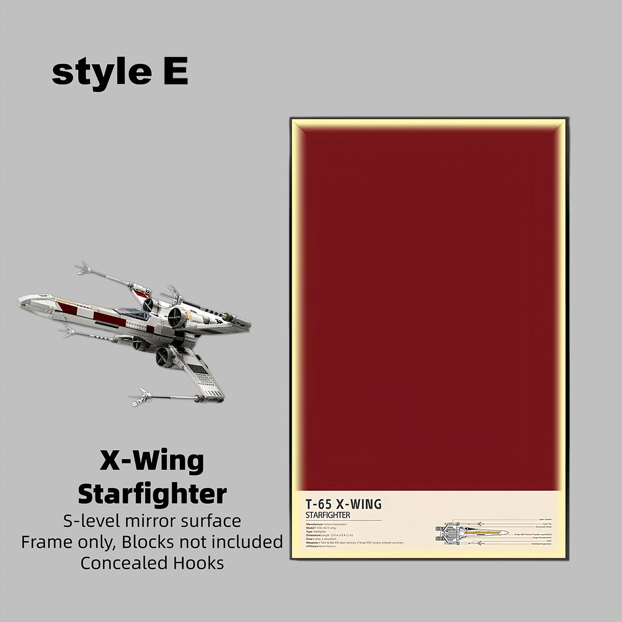 Wall Display Frame for LEGO® 75355 Star Wars™ X-Wing Starfighter™(Model Not Included)
