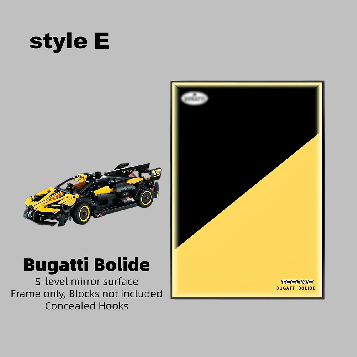Wall Display Frame For LEGO® TECHNIC™ Bugtti Bolide Mid-Size CAR 42151(Model Not Included)