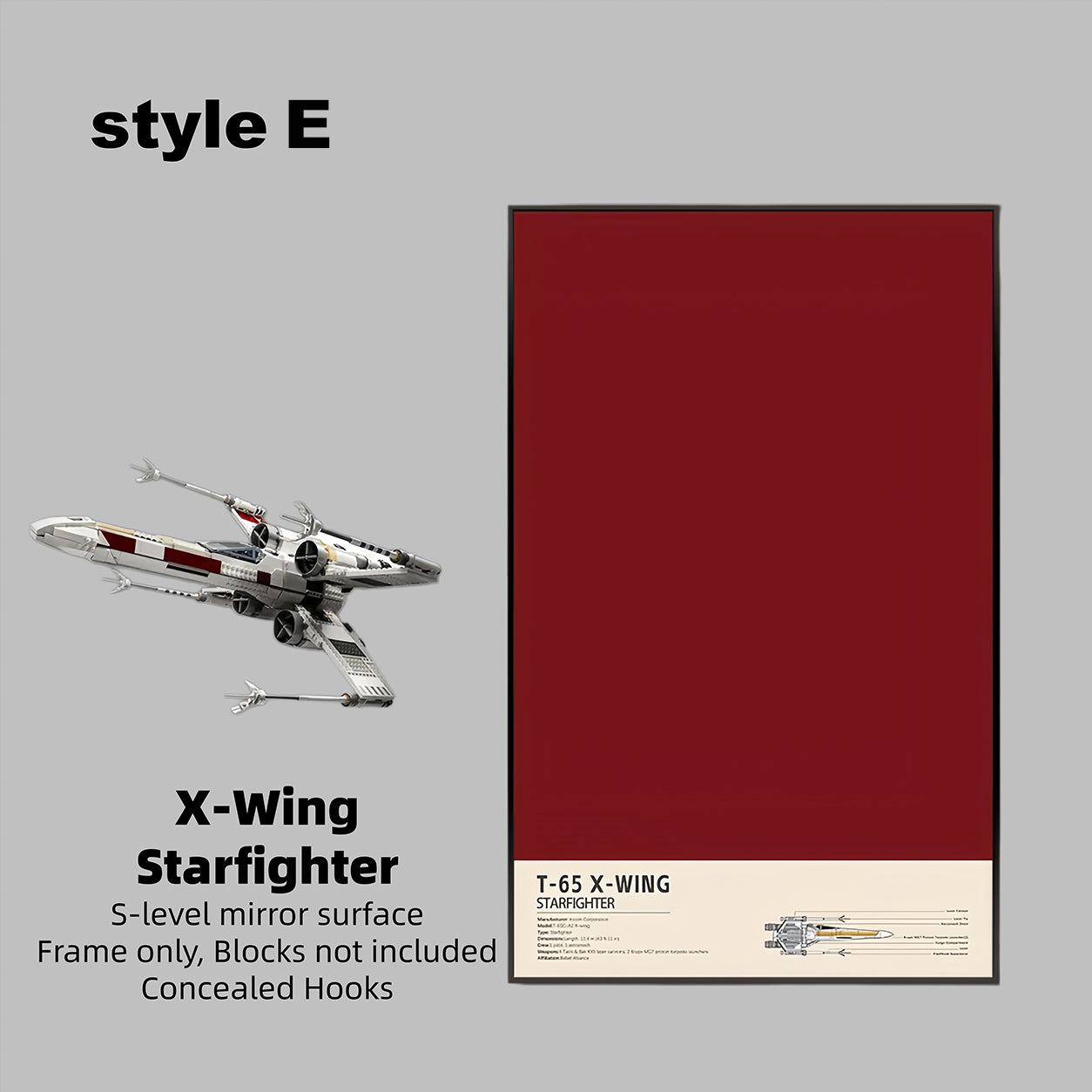 Wall Display Frame for LEGO® 75355 Star Wars™ X-Wing Starfighter™(Model Not Included)