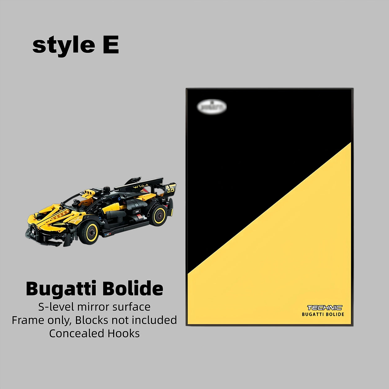 Wall Display Frame For LEGO® TECHNIC™ Bugtti Bolide Mid-Size CAR 42151(Model Not Included)