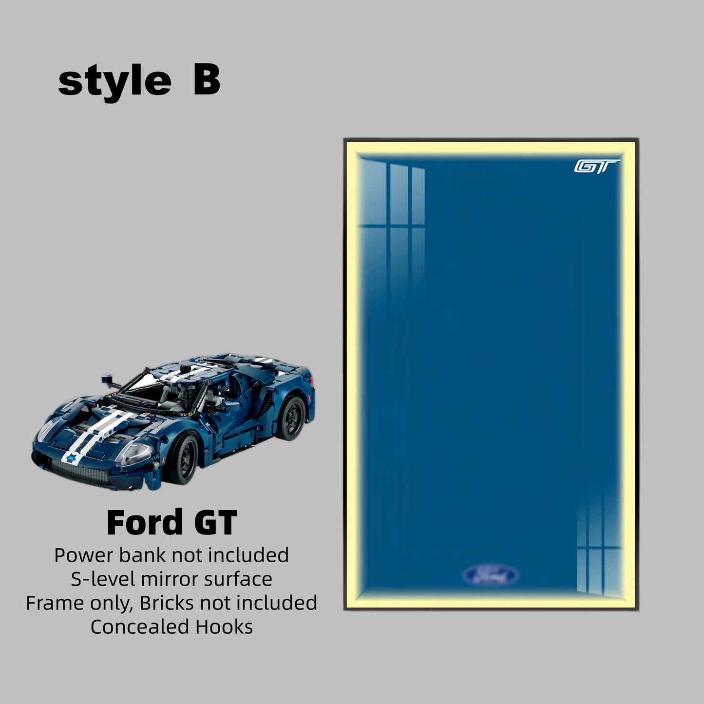 Wall Display Frame For LEGO® TECHNIC™ Ford GT 42154(Model Not Included)