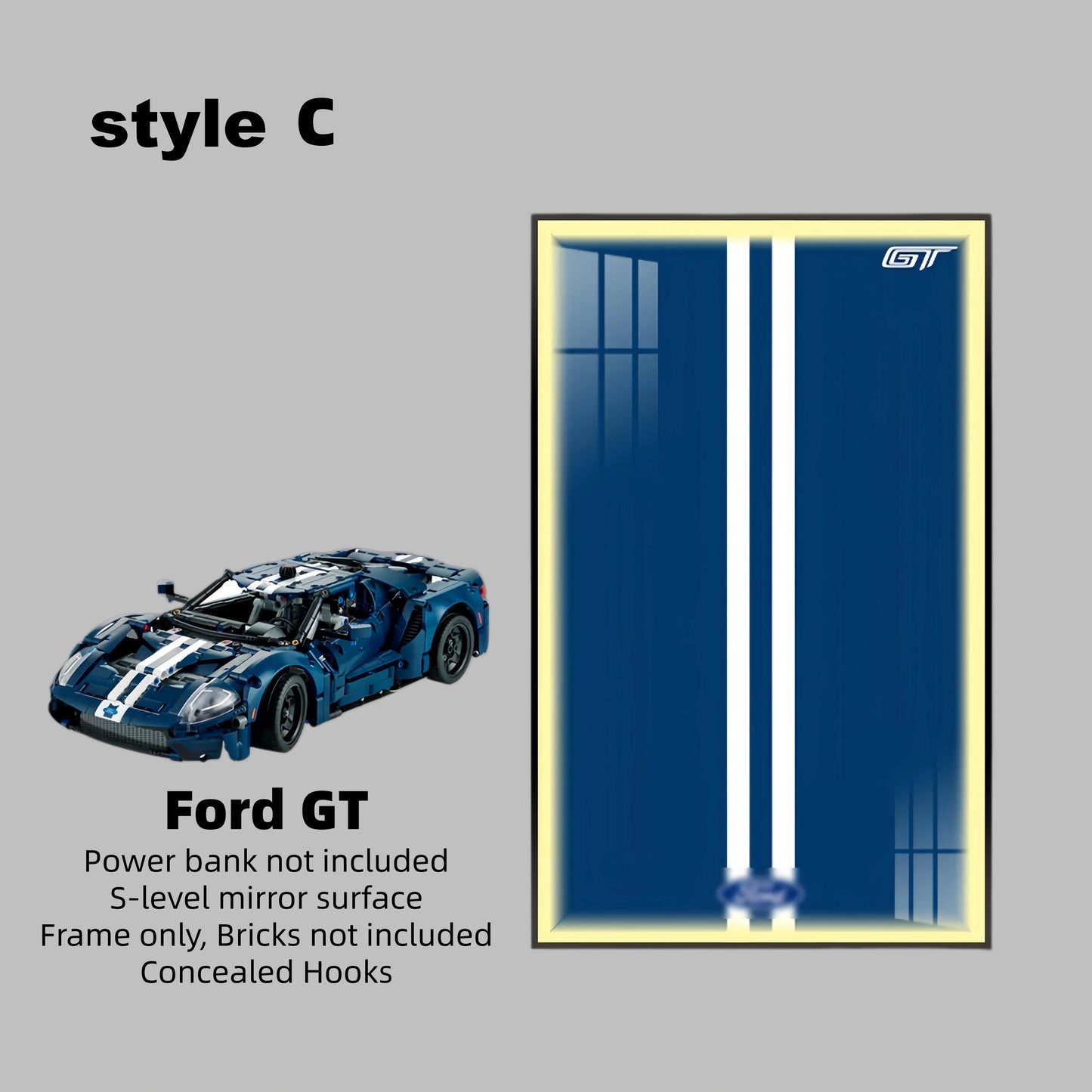 Wall Display Frame For LEGO® TECHNIC™ Ford GT 42154(Model Not Included)