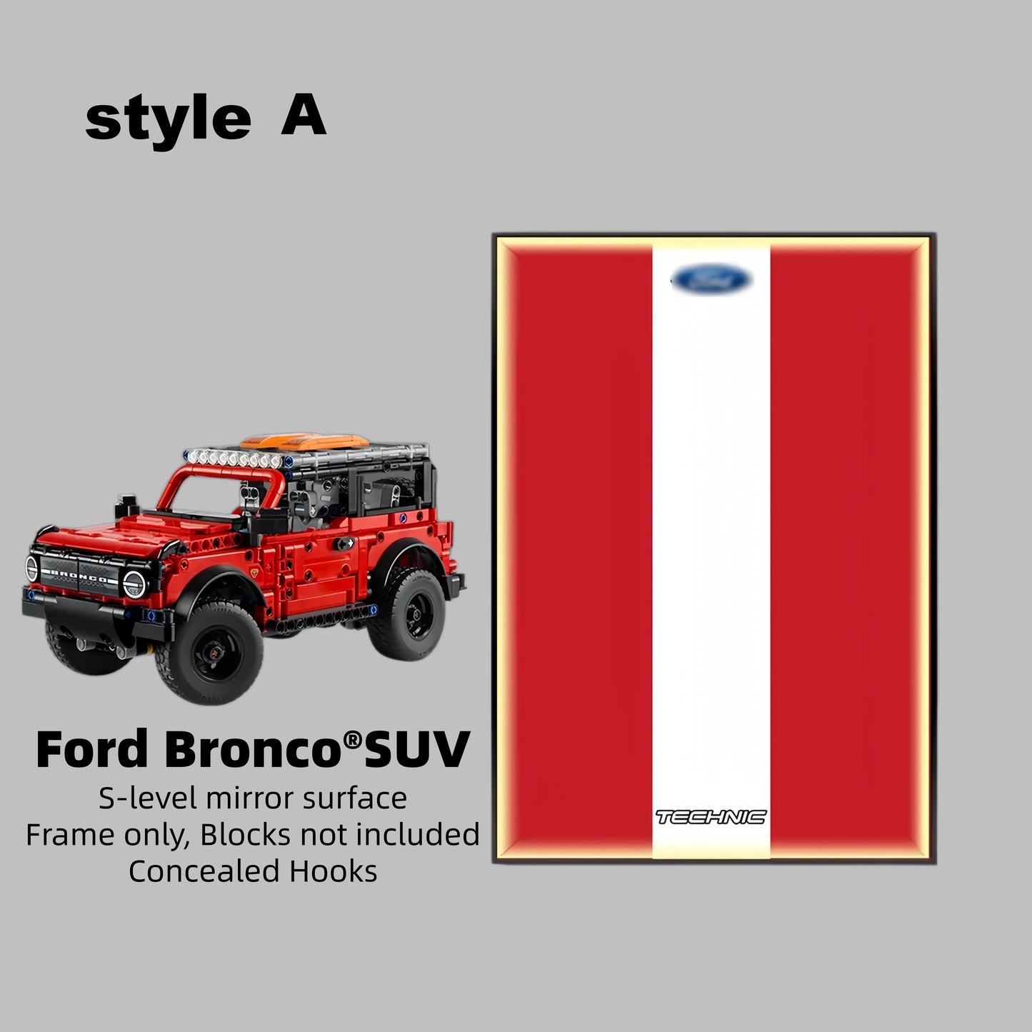 Wall Display Frame For LEGO® Technic™ Ford Bronco® SUV Mid-Size Car 42213(Model Not Included)