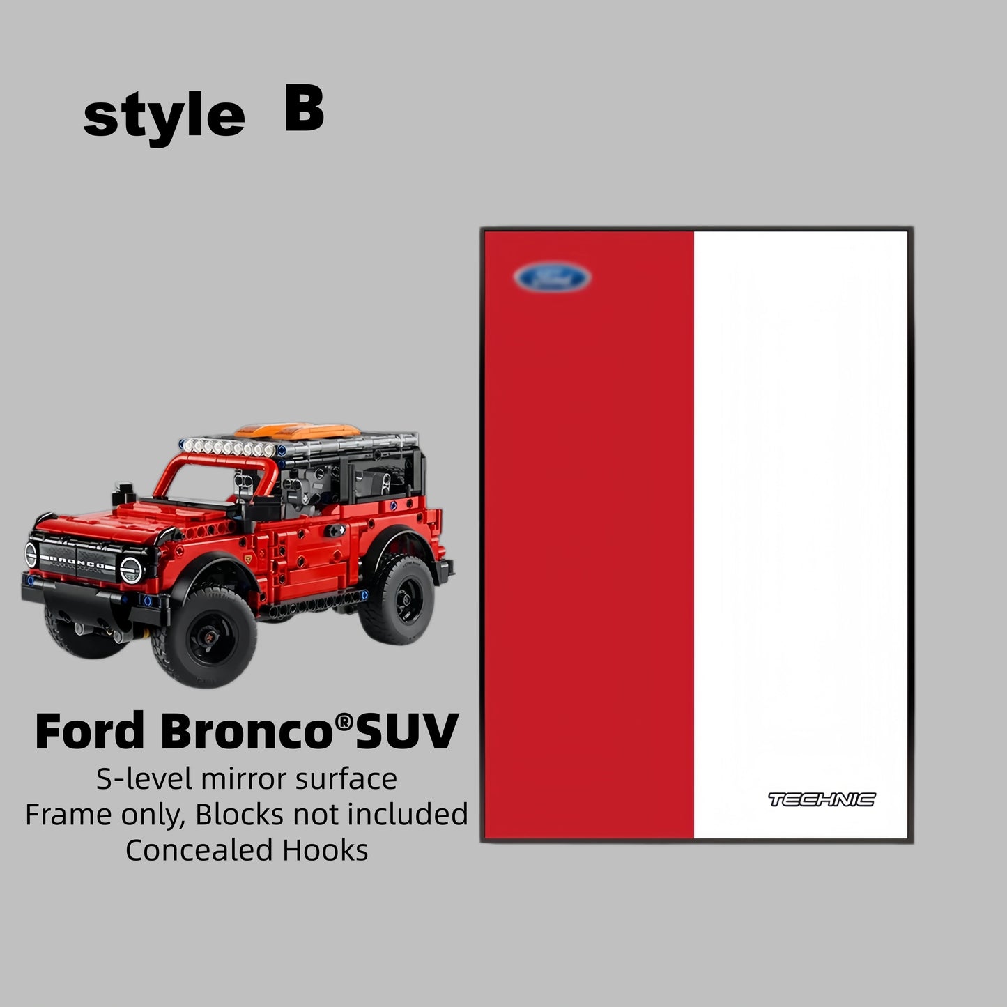 Wall Display Frame For LEGO® Technic™ Ford Bronco® SUV Mid-Size Car 42213(Model Not Included)