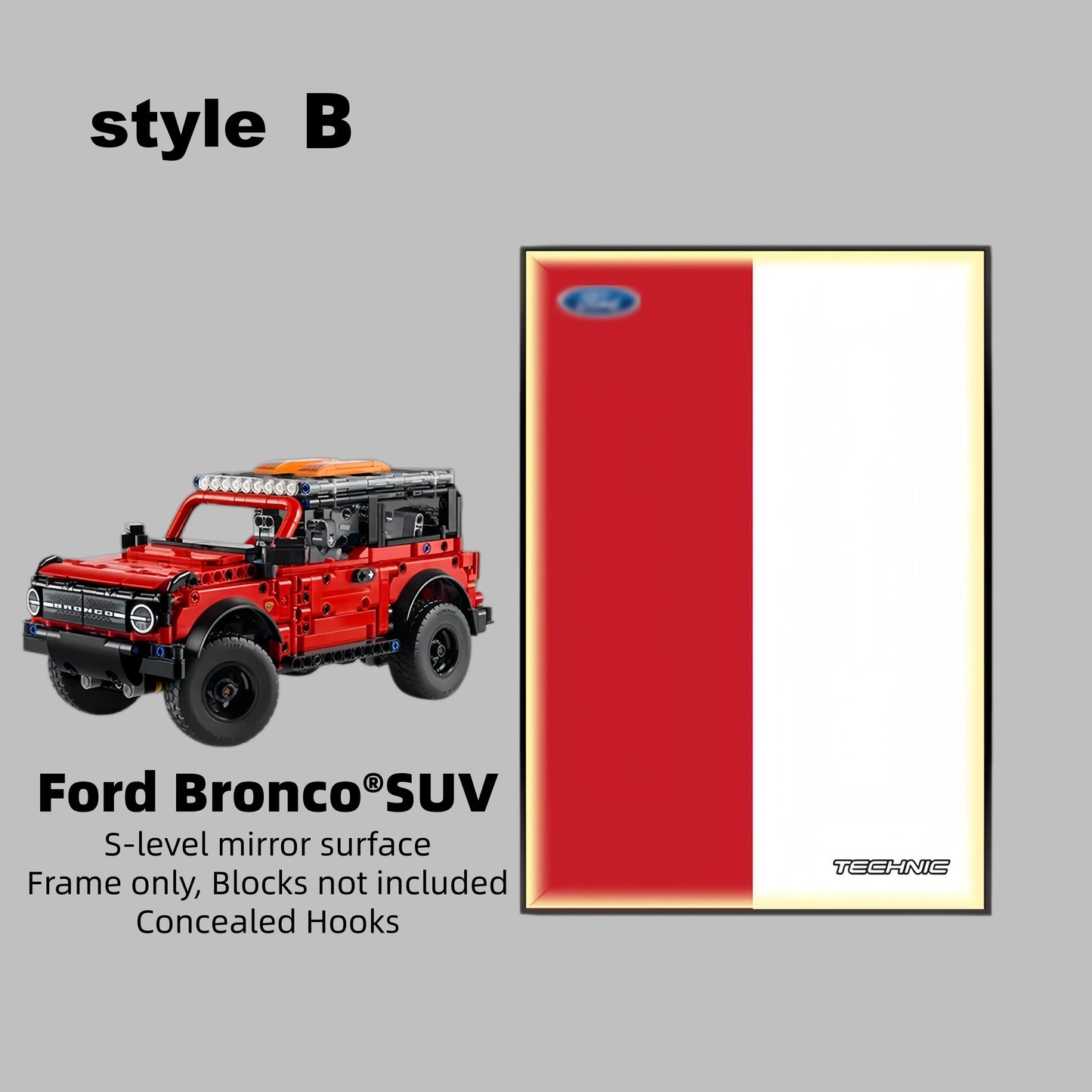 Wall Display Frame For LEGO® Technic™ Ford Bronco® SUV Mid-Size Car 42213(Model Not Included)