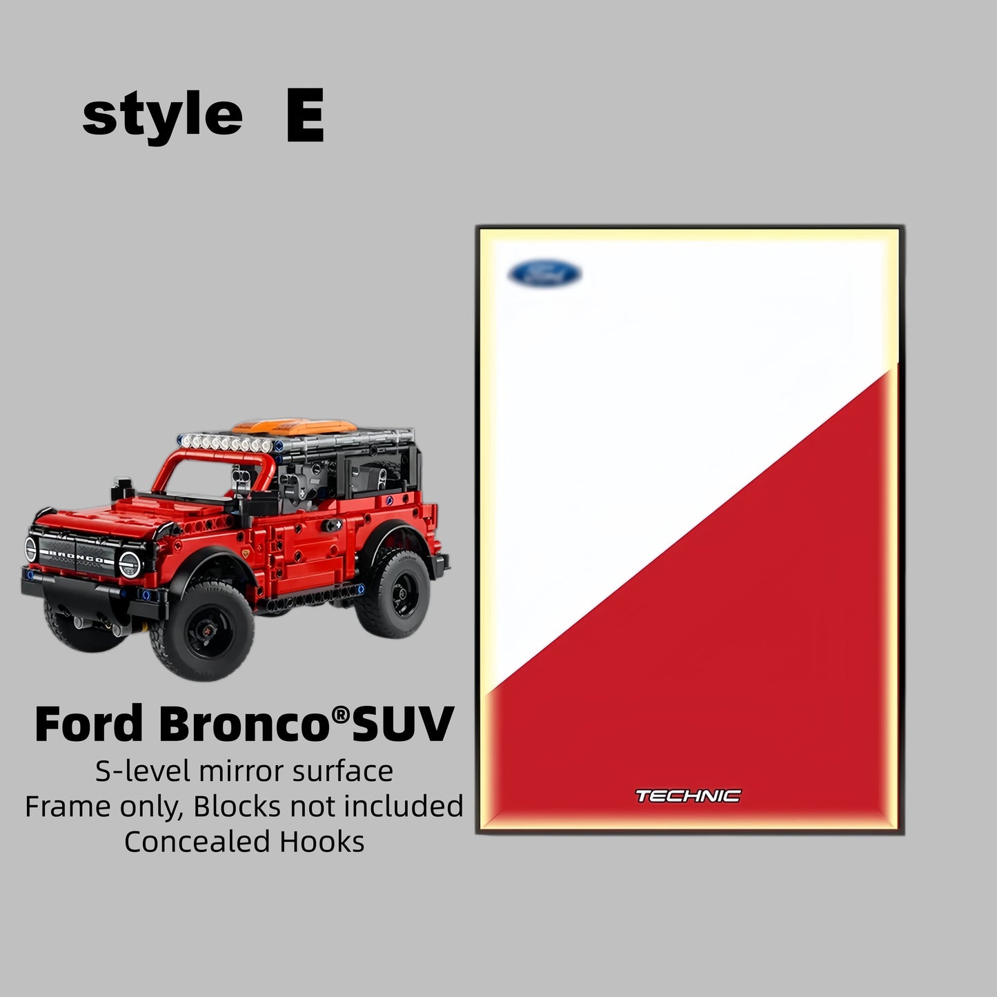 Wall Display Frame For LEGO® Technic™ Ford Bronco® SUV Mid-Size Car 42213(Model Not Included)