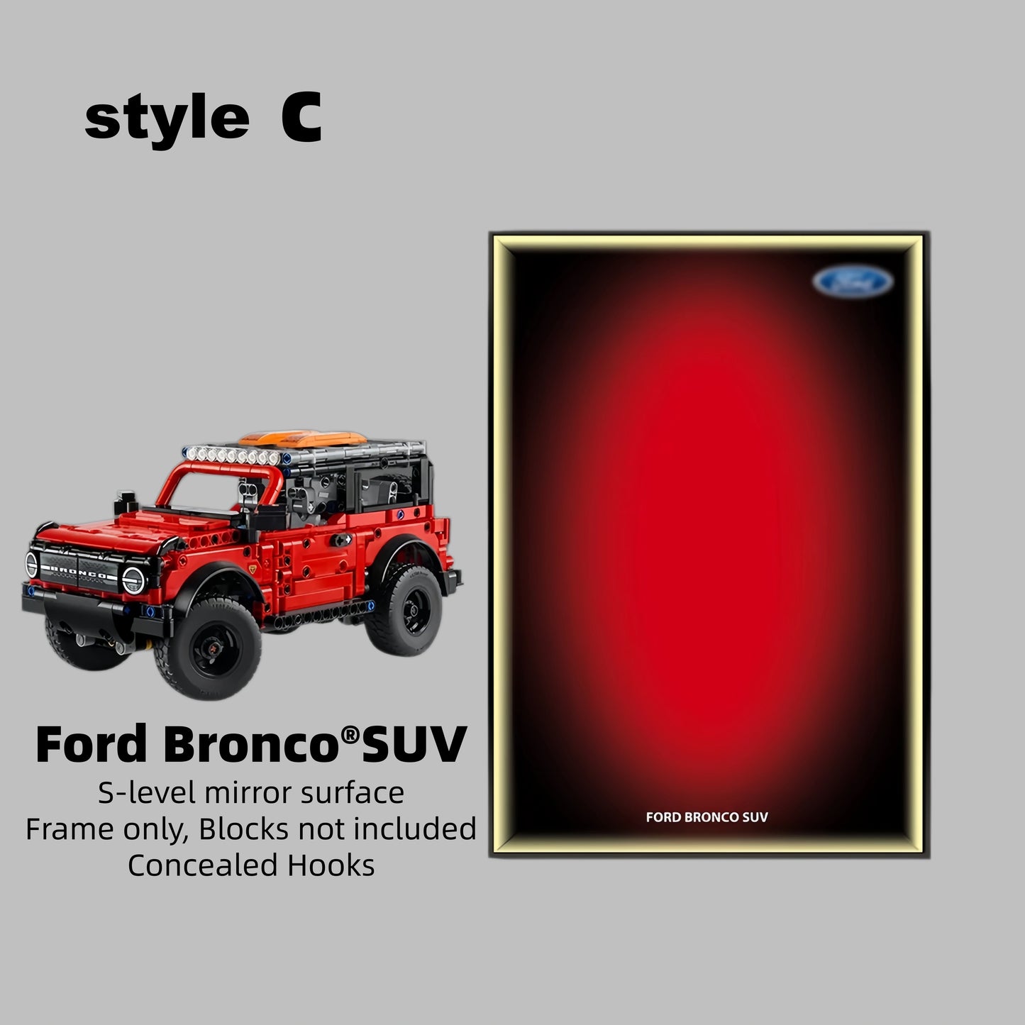 Wall Display Frame For LEGO® Technic™ Ford Bronco® SUV Mid-Size Car 42213(Model Not Included)