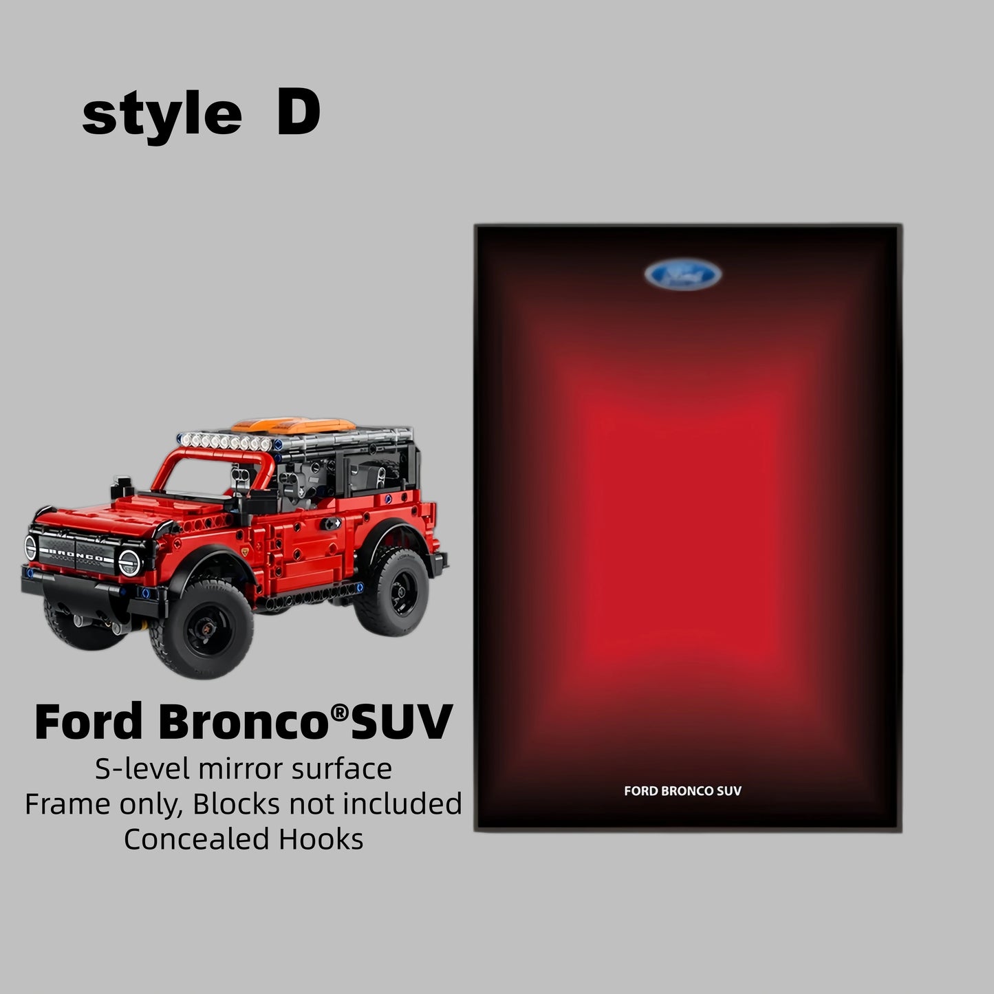 Wall Display Frame For LEGO® Technic™ Ford Bronco® SUV Mid-Size Car 42213(Model Not Included)