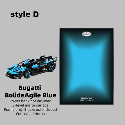 Wall Display Frame For LEGO® TECHNIC™ Bugatti Bolide Agile Blue Mid-Size Car 42162 (Model Not Included)