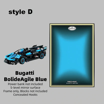 Wall Display Frame For LEGO® TECHNIC™ Bugatti Bolide Agile Blue Mid-Size Car 42162 (Model Not Included)