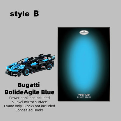 Wall Display Frame For LEGO® TECHNIC™ Bugatti Bolide Agile Blue Mid-Size Car 42162 (Model Not Included)