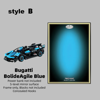 Wall Display Frame For LEGO® TECHNIC™ Bugatti Bolide Agile Blue Mid-Size Car 42162 (Model Not Included)